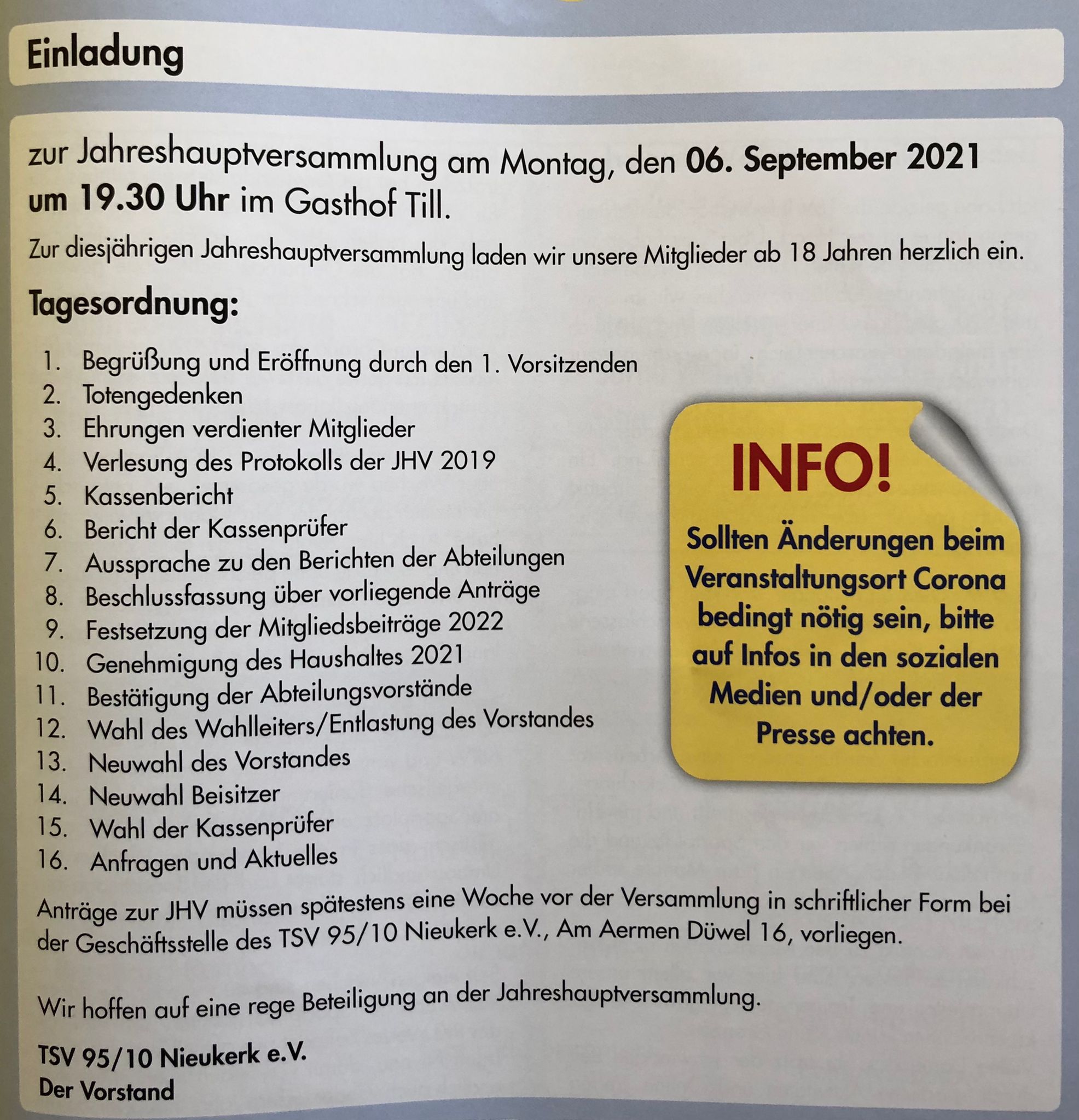 Jahreshauptversammlung